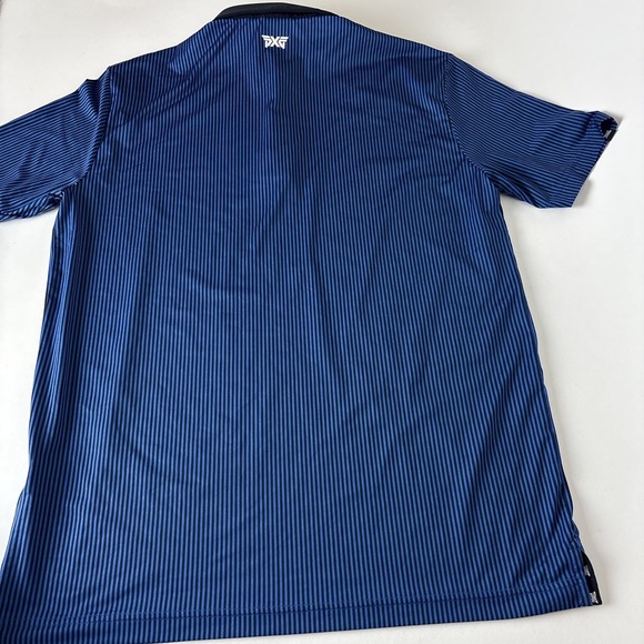 PXG Mens Small Blue/Black Performance Stretch Polo Shirt striped short sleeve - Picture 9 of 11